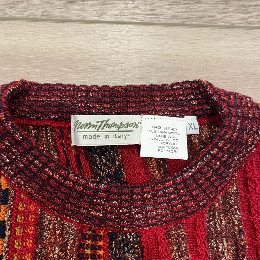 Norm Thompson Sweater Mens XL 3D Knit Crewneck Textured Cosby Y2K FLAWS